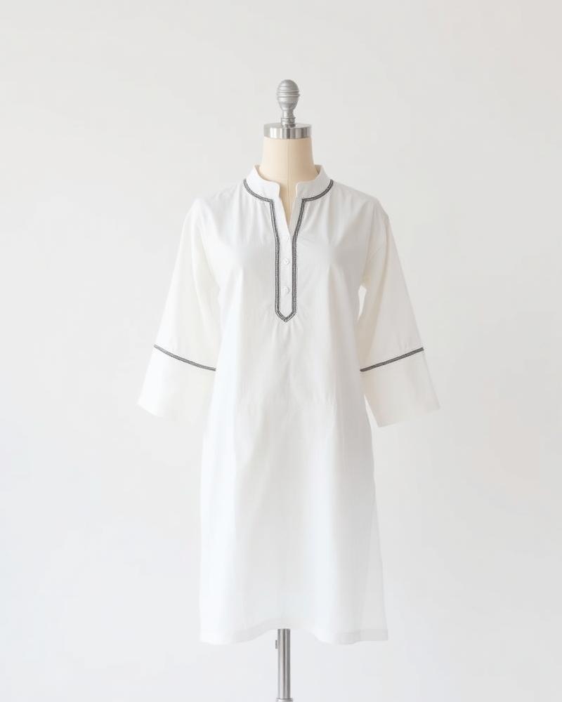 Women White Cotton Kurti